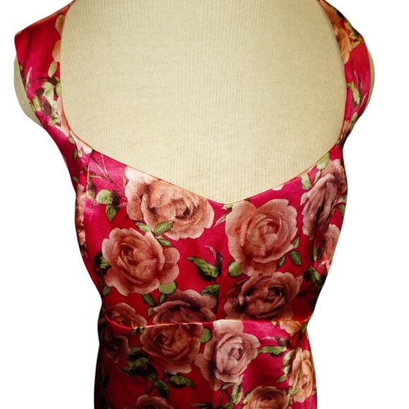 Wild Fable XXL Rose Print Satin Dress Pink Floral Sleeveless - Picture 7 of 14